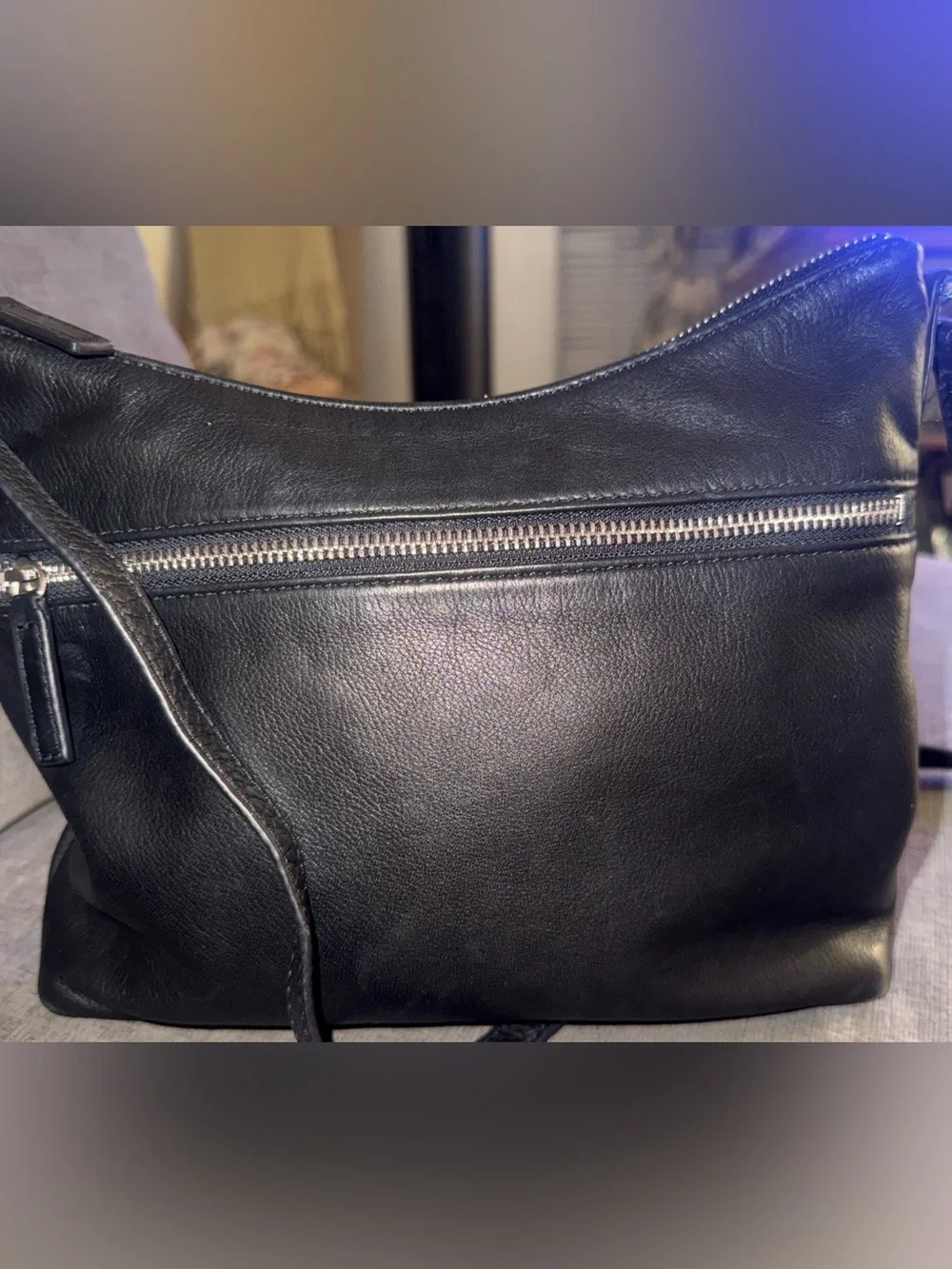 Margot Brand Soft Black Pebbled Leather Crossbody Shoulder Purse